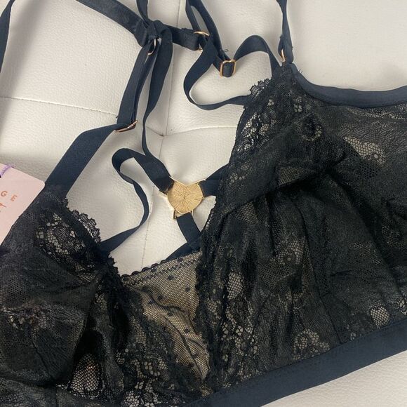 Savage X Fenty NWT Black Lace Bralette 2XL F - Picture 5 of 11